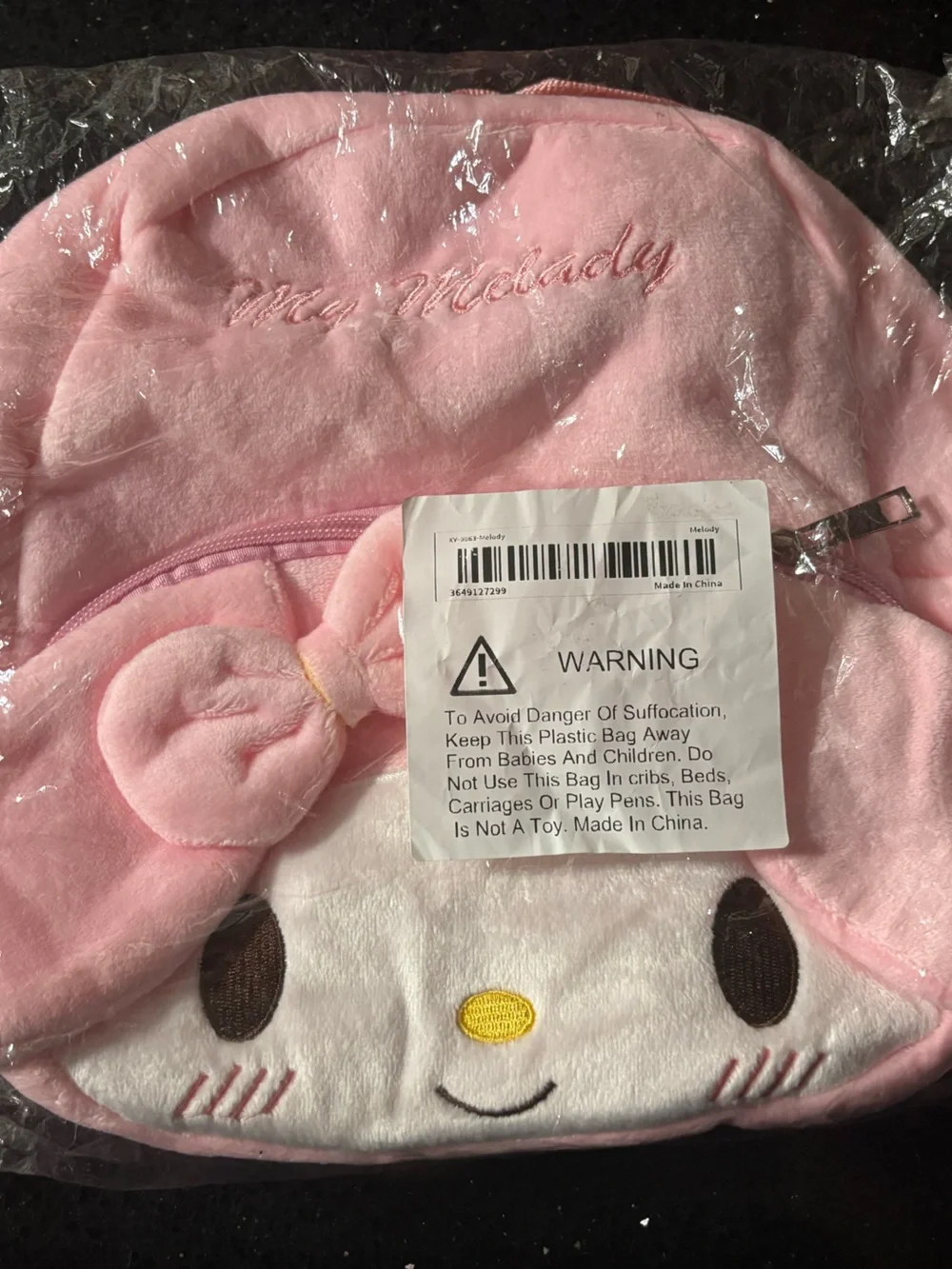 Hello Kitty Plush White & in Pink Kids Backpack with Red Bow